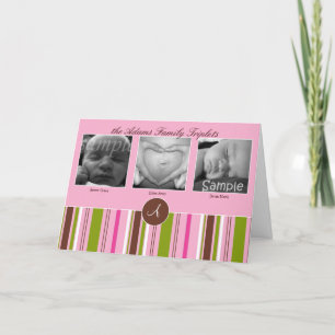 Custom Triplet Birth Announcement - Pink