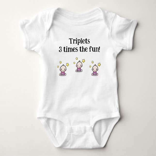 Custom Triplets Baby Gift, Newborn Triplet Girls,  Bodysuit (Front)
