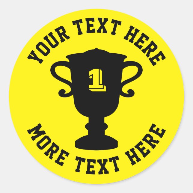Custom trophy cup 1st place prize award classic round sticker (Front)