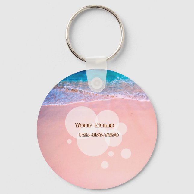 Custom Tropical Beach Key Ring (Front)