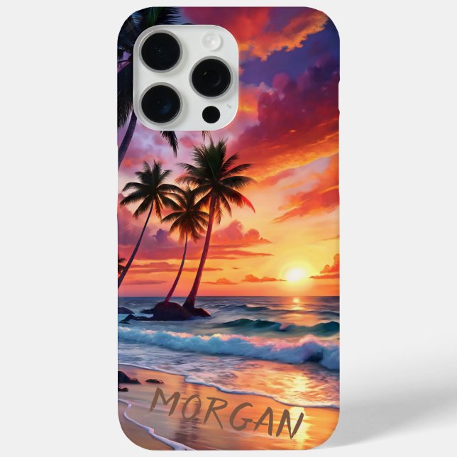Custom Tropical Beach Sunset | Coastal Art Case-Mate iPhone Case (Back)