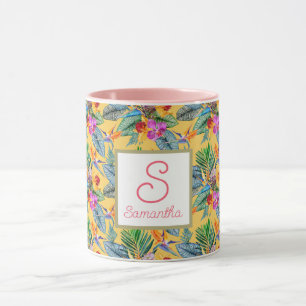Custom Tropical Bird Of Paradise And Orchid Summer Mug