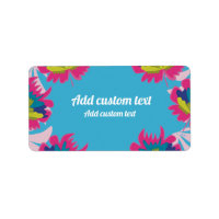 Custom tropical blue floral colourful return label