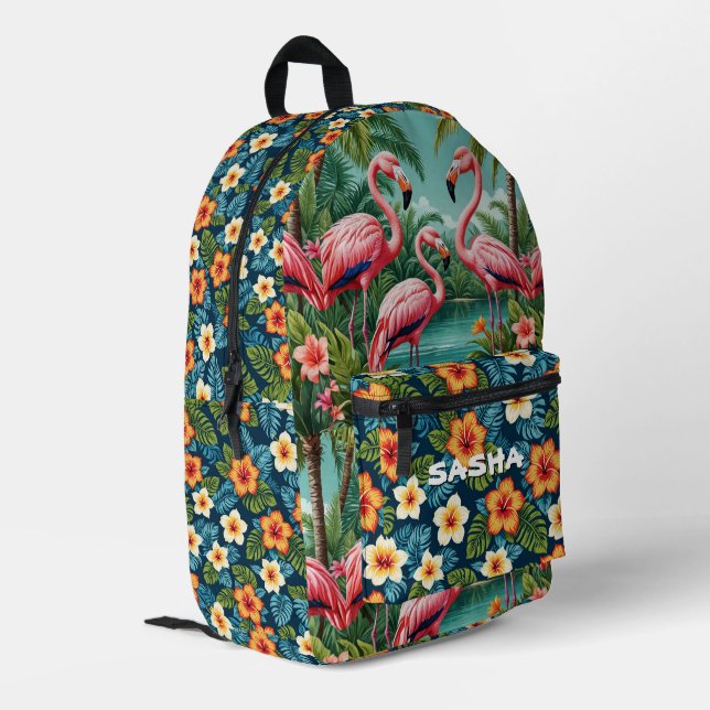 Custom Tropical Flamingo Hawaiian Backpack bag (Back Corner Left)