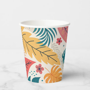Custom Tropical Floral Paper Cups - Bulk Event