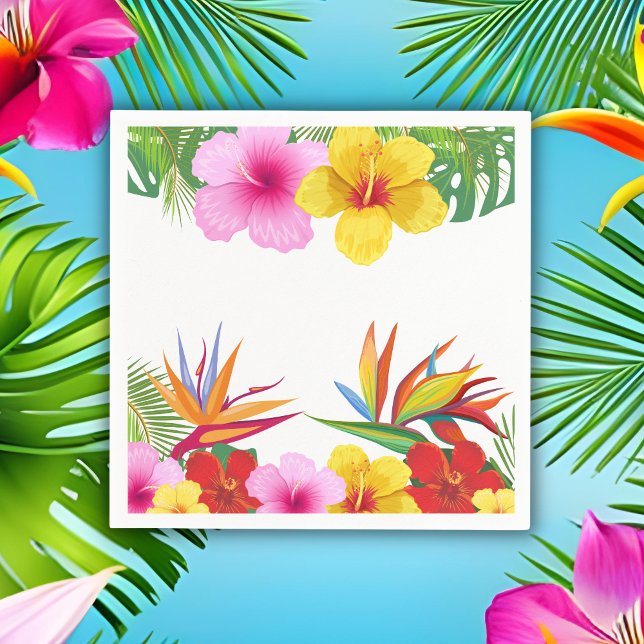 Custom Tropical Flowers Hibiscus Party Napkin (Creator Uploaded)