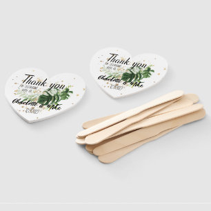 Custom Tropical & Gold Wedding Thank you Favor  Hand Fan
