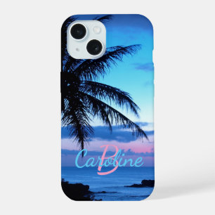 Custom Tropical Island Beach Ocean Sunset Photo iPhone 15 Case
