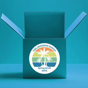 Custom Tropical Island Party Palm Trees Classic Round Sticker