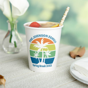 Custom Tropical Island Party Palm Trees Paper Cups