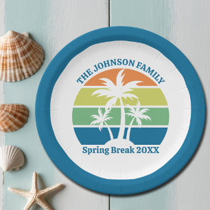 Custom Tropical Island Party Palm Trees Paper Plate