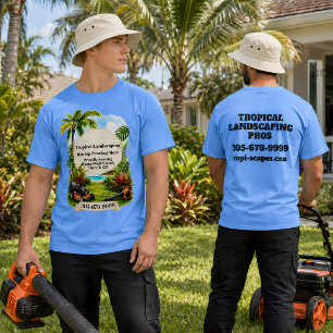 Custom Tropical Lawn Care Business Promo Uniform T-Shirt