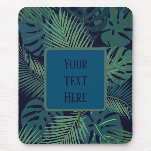 Custom Tropical Leaf Mouse Mat – Dark Jungle  (Front)