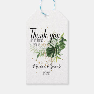 Custom Tropical Monstera Leaf  Wedding Thank you  Gift Tags