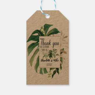Custom Tropical Monstera Leaf Wedding Thank You  Gift Tags