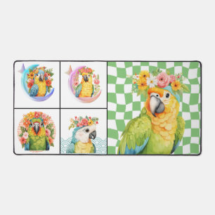 Custom Tropical Parrot Collage Modern Simple Desk  Mat