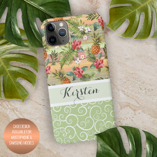 Custom Tropical Pineapples Colourful Floral Patter iPhone 11Pro Max Case