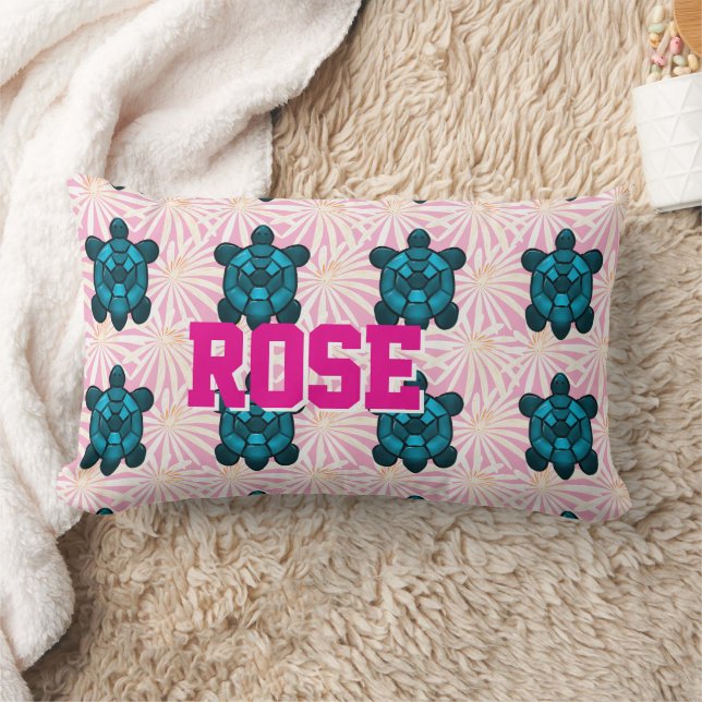Custom Tropical Turtle Floral Pattern Seamless  Lumbar Cushion (Blanket)