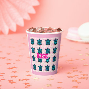 Custom Tropical Turtle Floral Pattern Seamless  Paper Cups