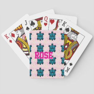 Custom Tropical Turtle Floral Pattern Seamless  Playing Cards