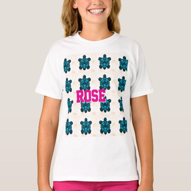Custom Tropical Turtle Floral Pattern Seamless  T-Shirt (Front)