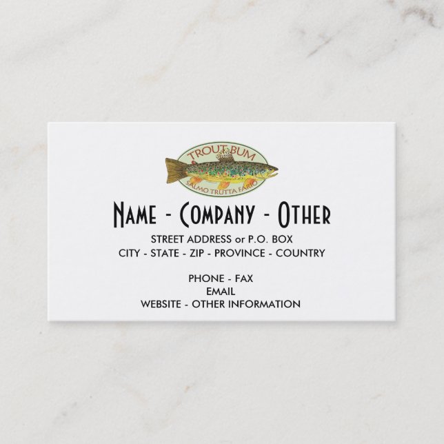 Custom Trout Fishing Business Card (Front)