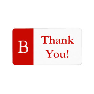 Custom True Red Monogrammed Thank You Gift Labels