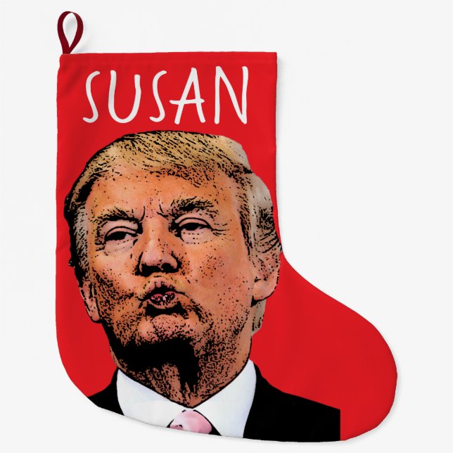 CUSTOM TRUMP KISS CHRISTMAS LARGE STOCKING (Front)