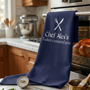 Custom "Turkey Command Post" Thanksgiving  Tea Towel