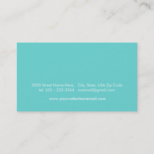 Custom Turquoise Acqua Blue Business Card (Back)