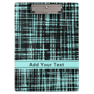 Custom Turquoise and Black Abstract Stripe Pattern Clipboard