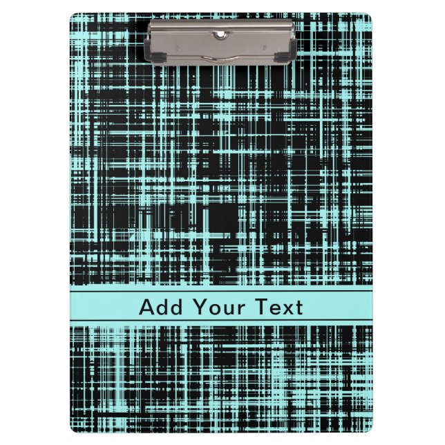 Custom Turquoise and Black Abstract Stripe Pattern Clipboard (Front)