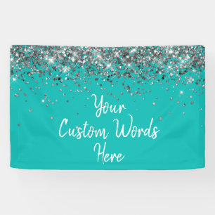 Custom Turquoise Blue Birthday Party Photo Booth Banner