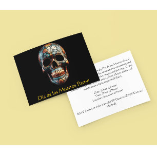 Custom Turquoise Gold Día de los Muertos Skull Invitation