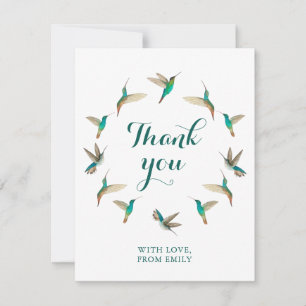 Custom Turquoise Hummingbirds Thank You Card