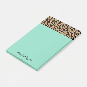 Custom Turquoise Leopard Teacher Post It Notes