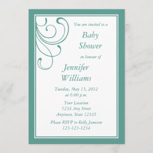 Custom Turquoise or Aqua Baby Shower Invitation