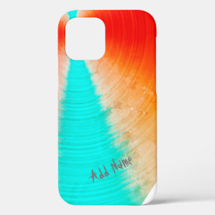 Custom Turquoise Orange Abstract Striped Pattern iPhone 12 Pro Case