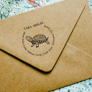 Custom Turtle Extra Long Return Address Rubber Stamp