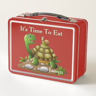 Custom Turtle It's Time To Eat Metal Lunchbox
