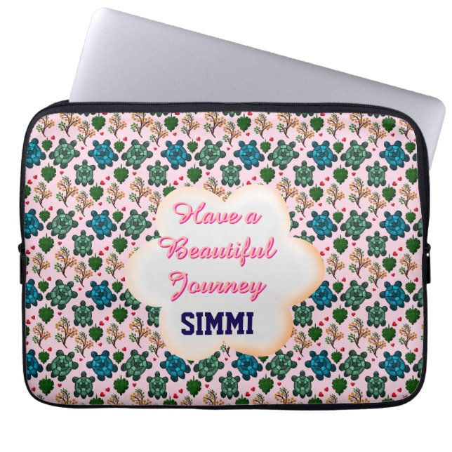Custom turtle pattern  laptop sleeve (Front)