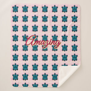 Custom turtle pattern Sherpa Blanket