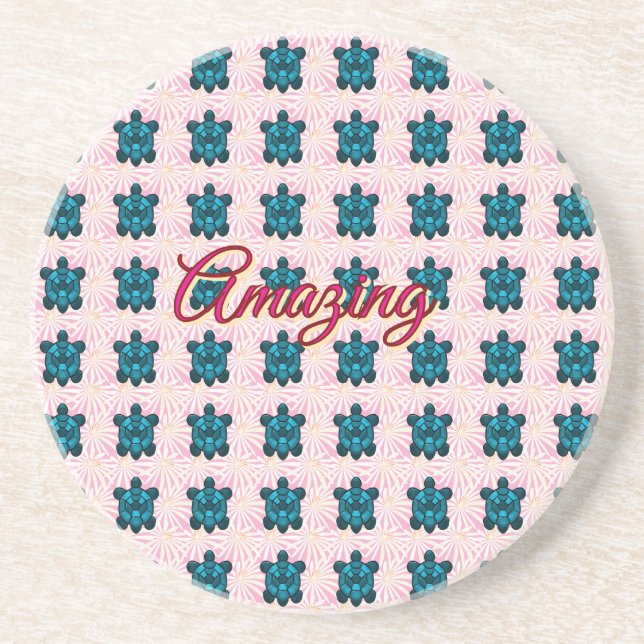 Custom turtle pattern Sherpa Blanket Coaster (Front)