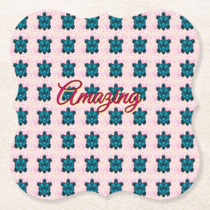 Custom turtle pattern Sherpa Blanket Paper Coaster