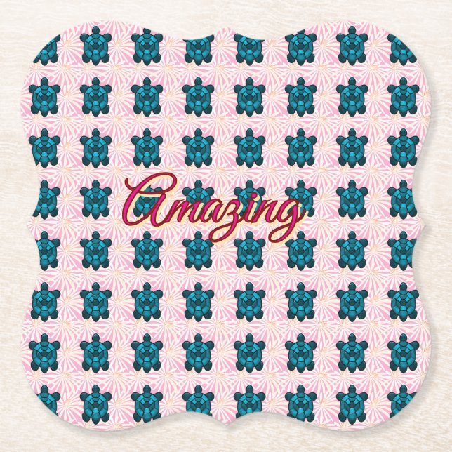 Custom turtle pattern Sherpa Blanket Paper Coaster (Front)