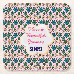 Custom turtle pattern  square paper coaster