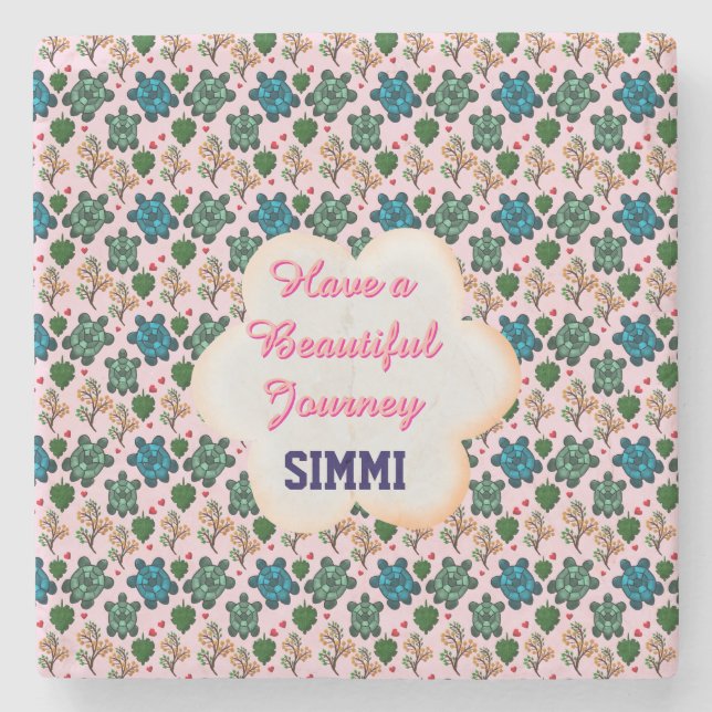 Custom turtle pattern  stone coaster (Front)