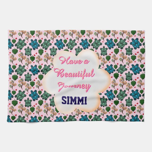 Custom turtle pattern  tea towel (Horizontal)