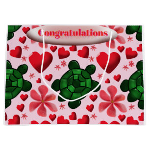 Custom turtle pattern wrapping paper large gift bag