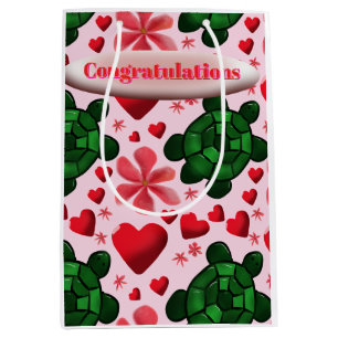 Custom turtle pattern wrapping paper medium gift bag